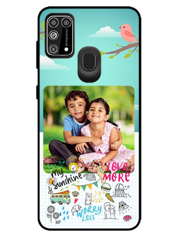 Custom Galaxy M31 Prime Edition Photo Printing on Glass Case  - Doodle love Design
