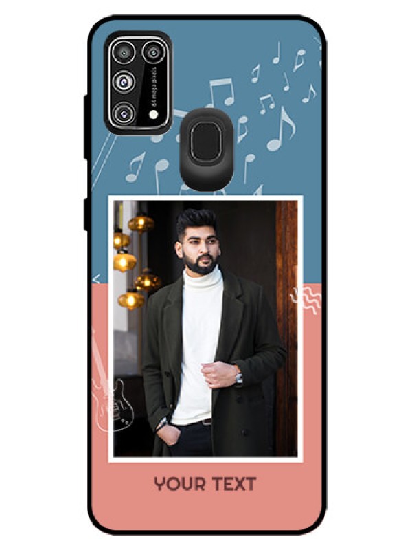 Custom Galaxy M31 Prime Edition Photo Printing on Glass Case  - with Color Musical Note Design