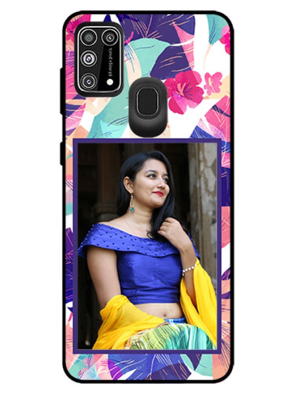 Custom Galaxy M31 Prime Edition Custom Glass Mobile Case  - Abstract Floral Design