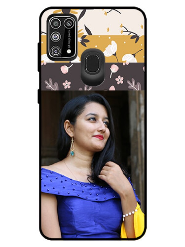 Custom Galaxy M31 Prime Edition Custom Glass Phone Case  - Stylish Floral Design