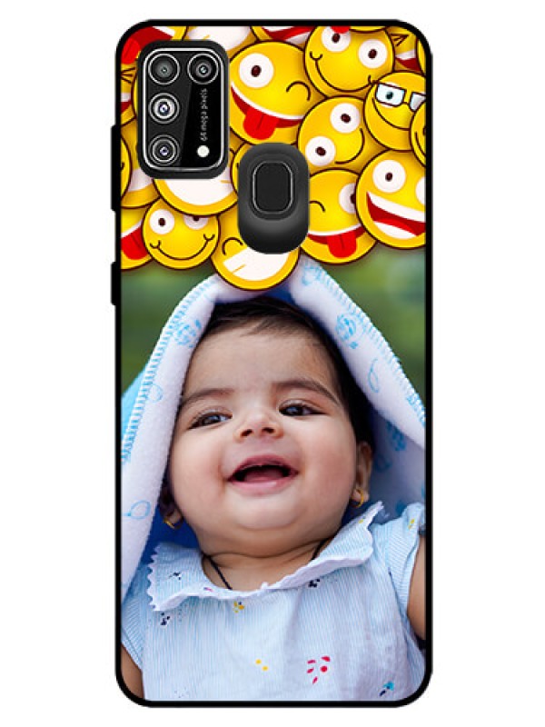 Custom Galaxy M31 Prime Edition Custom Glass Mobile Case  - with Smiley Emoji Design