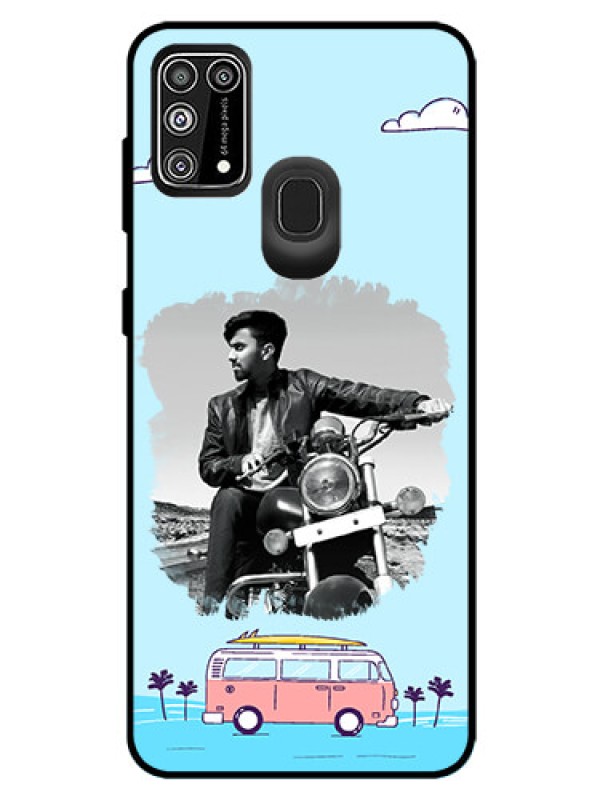 Custom Galaxy M31 Prime Edition Photo Printing on Glass Case  - Travel & Adventure Design