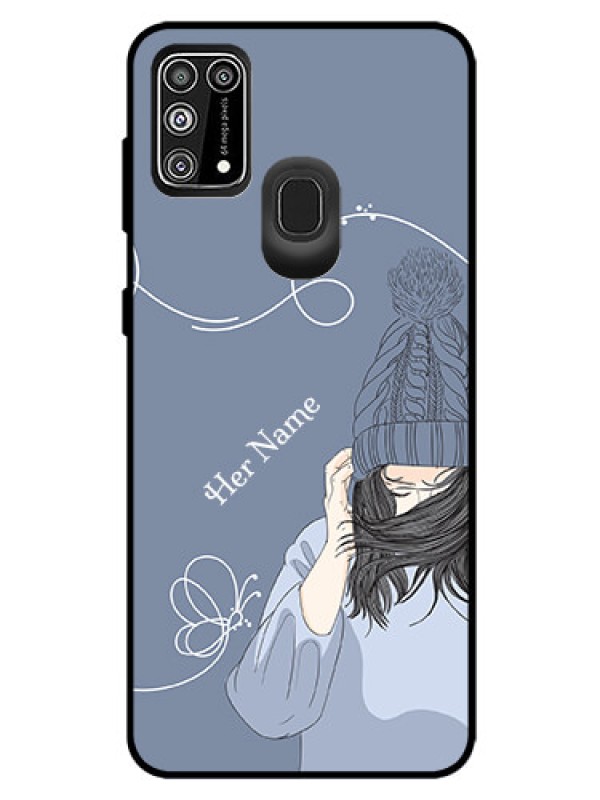 Custom Galaxy M31 Prime Edition Custom Glass Mobile Case - Girl in winter outfit Design