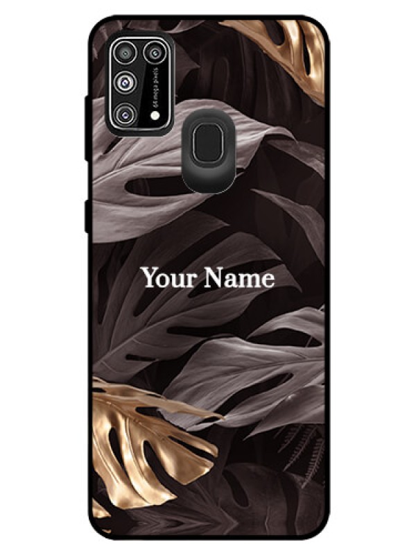 Custom Galaxy M31 Prime Edition Personalised Glass Phone Case - Wild Leaves digital paint Design