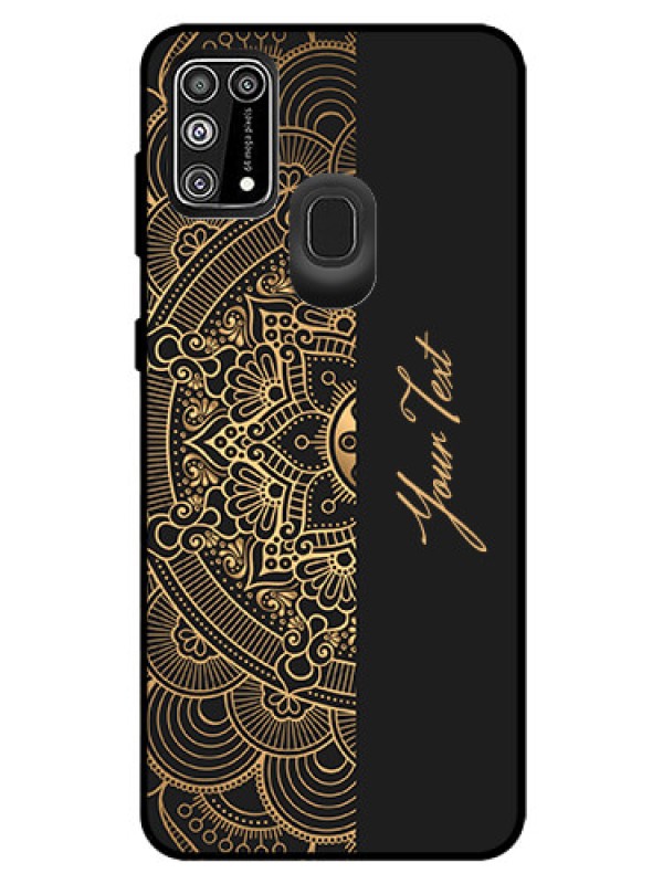 Custom Galaxy M31 Prime Edition Photo Printing on Glass Case - Mandala art with custom text Design