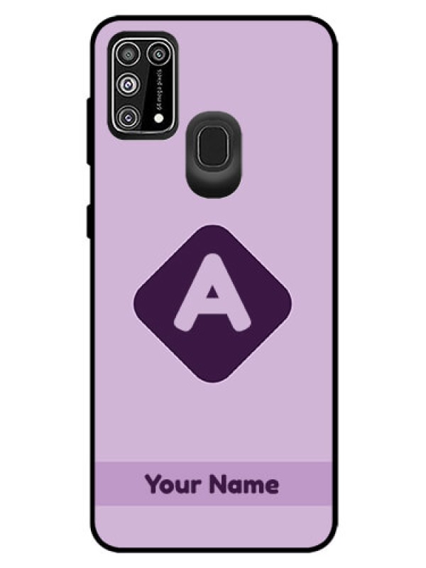 Custom Galaxy M31 Prime Edition Custom Glass Mobile Case - Custom Letter in curved badge Design