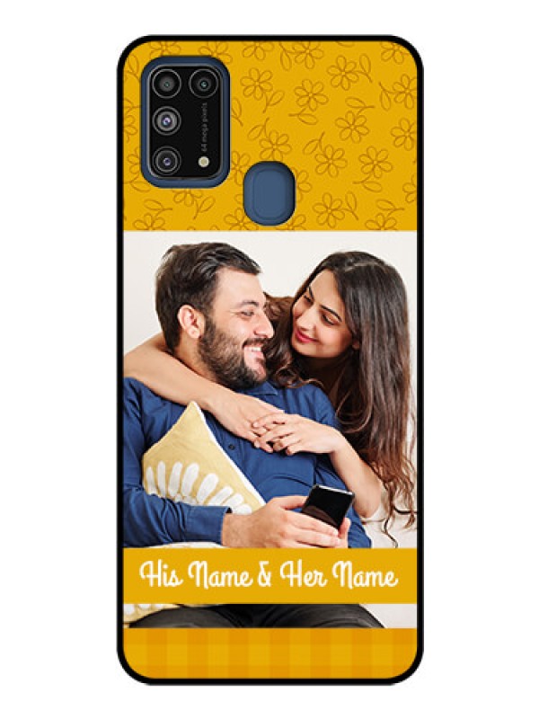 Custom Galaxy M31 Custom Glass Mobile Case  - Yellow Floral Design