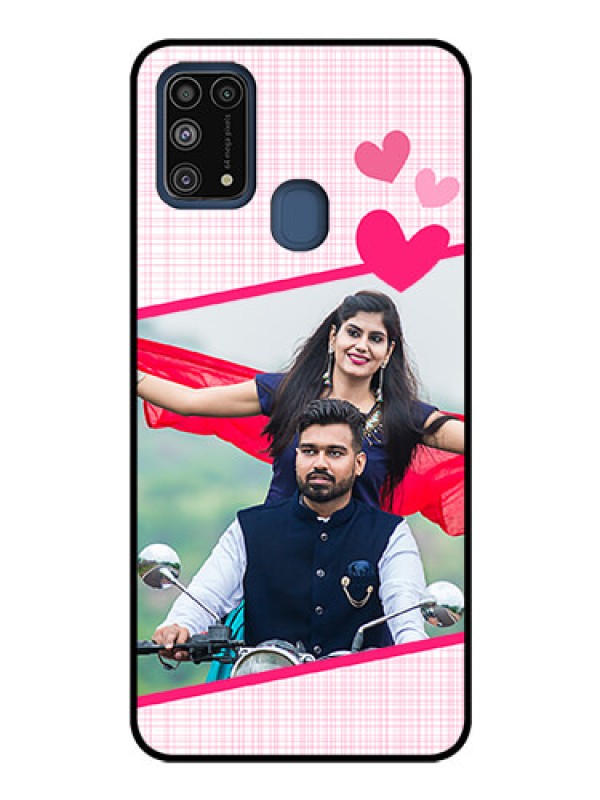 Custom Galaxy M31 Custom Glass Phone Case  - Love Shape Heart Design