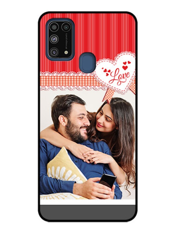 Custom Galaxy M31 Custom Glass Mobile Case  - Red Love Pattern Design