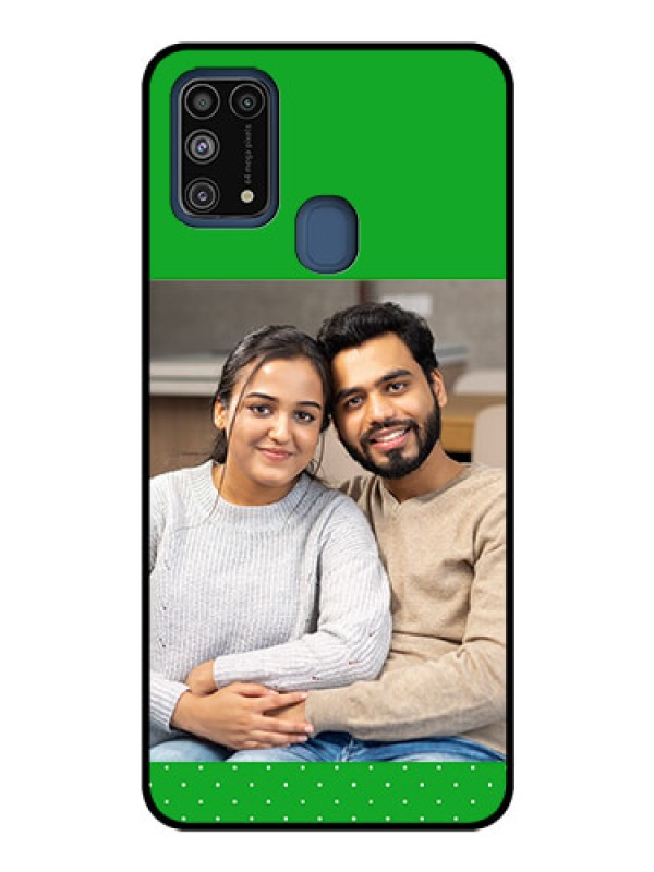 Custom Galaxy M31 Personalized Glass Phone Case  - Green Pattern Design