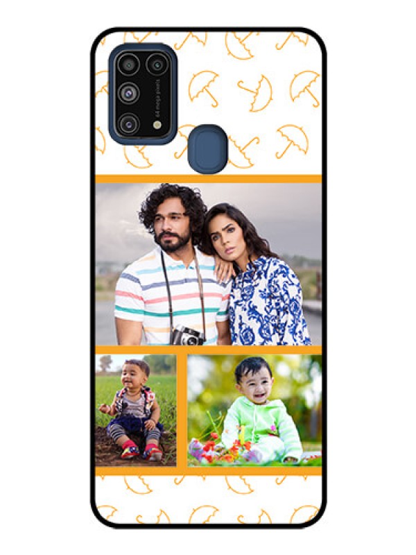 Custom Galaxy M31 Custom Glass Mobile Case  - Yellow Pattern Design