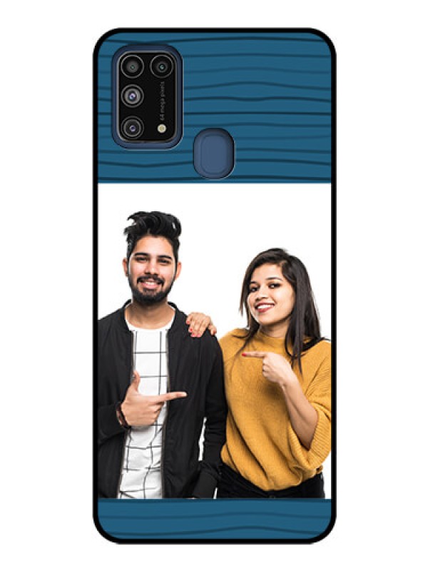 Custom Galaxy M31 Custom Glass Phone Case  - Blue Pattern Cover Design