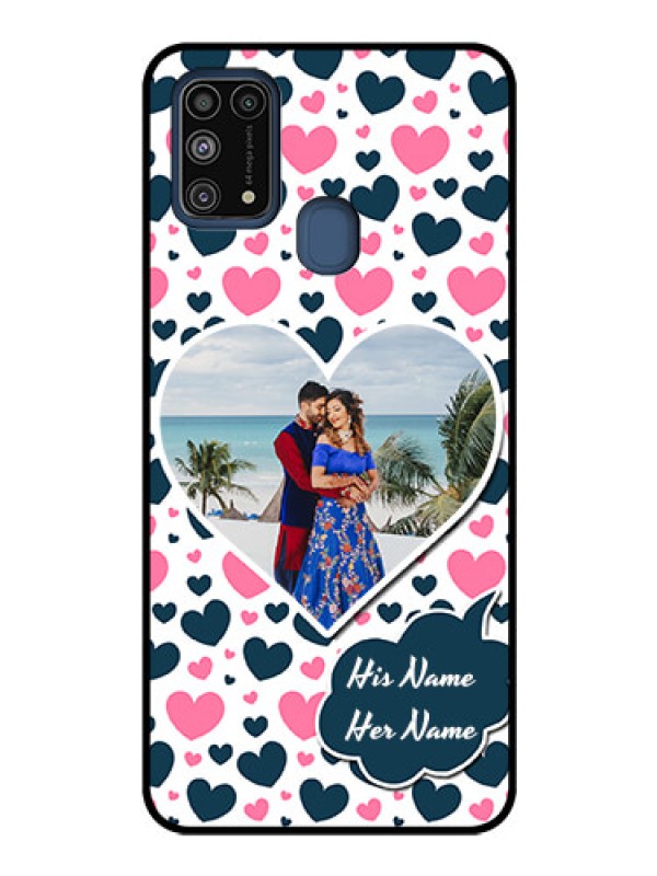 Custom Galaxy M31 Custom Glass Phone Case  - Pink & Blue Heart Design