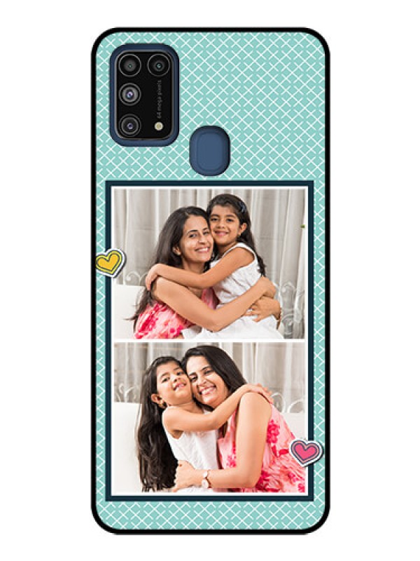 Custom Galaxy M31 Custom Glass Phone Case  - 2 Image Holder with Pattern Design