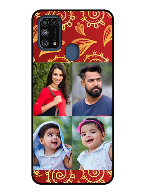 Custom Galaxy M31 Photo Printing on Glass Case  - 4 Image Traditional Design