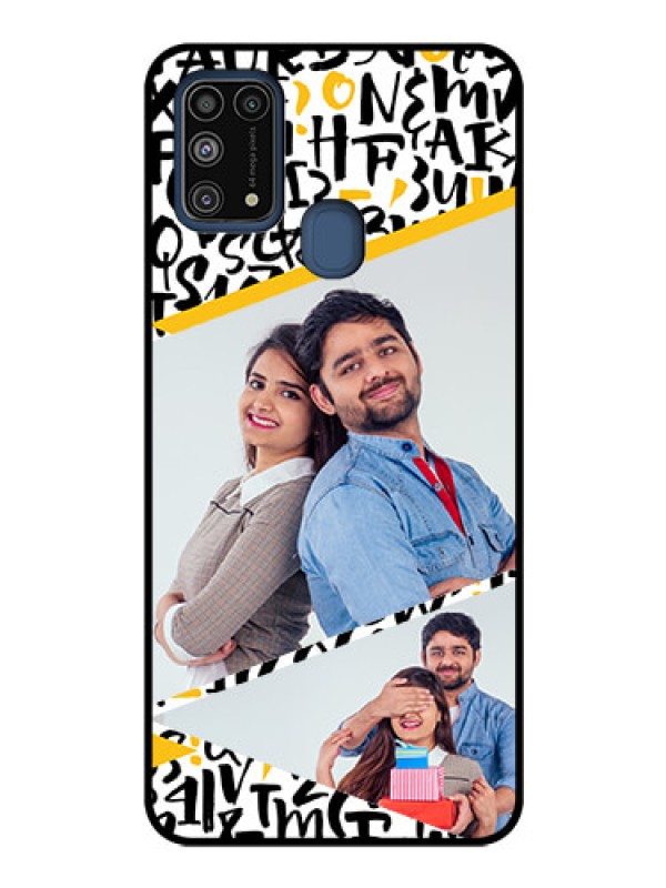 Custom Galaxy M31 Custom Glass Mobile Case  - Letters Pattern Design