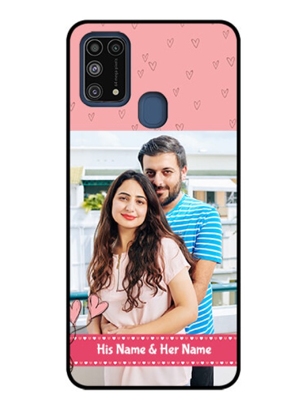 Custom Galaxy M31 Personalized Glass Phone Case  - Love Design Peach Color