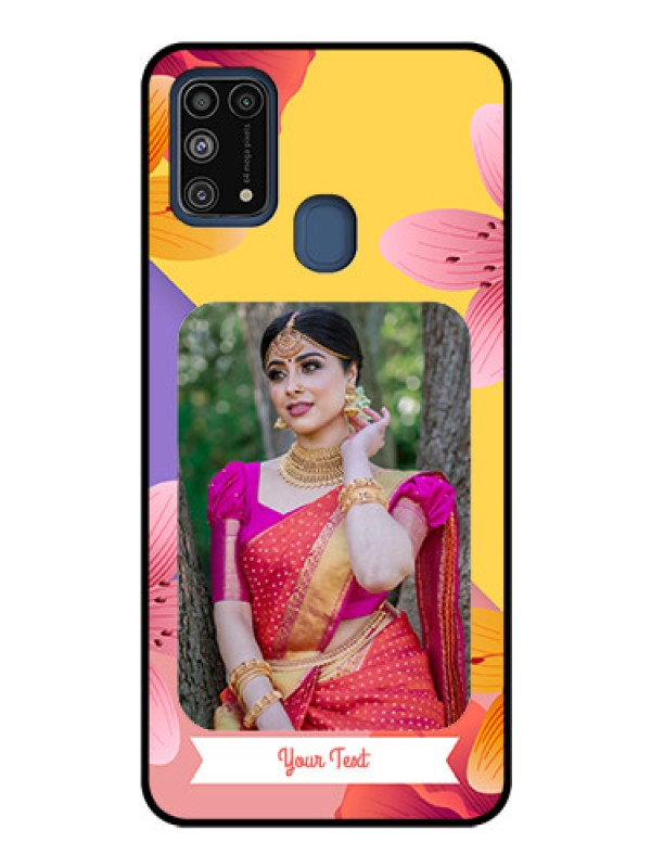 Custom Galaxy M31 Custom Glass Mobile Case  - 3 Image With Vintage Floral Design