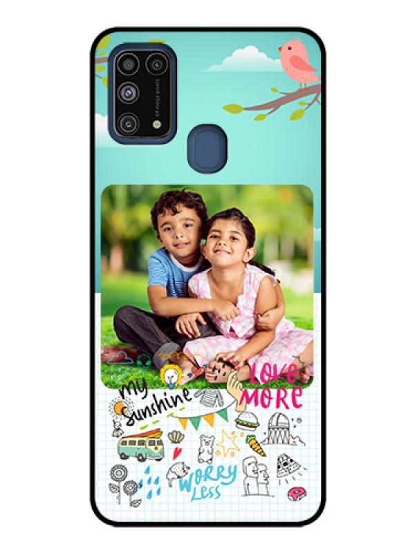 Custom Galaxy M31 Photo Printing on Glass Case  - Doodle love Design