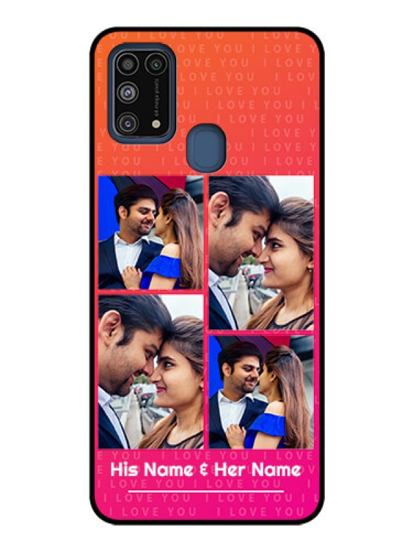 Custom Galaxy M31 Custom Glass Phone Case  - I Love You Pink Design