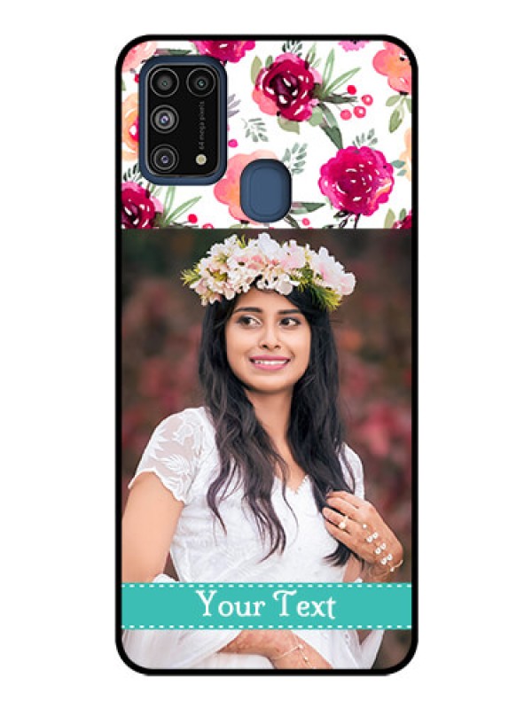 Custom Galaxy M31 Custom Glass Phone Case  - Watercolor Floral Design