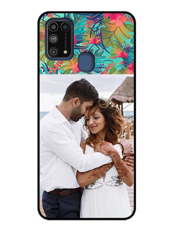 Custom Galaxy M31 Photo Printing on Glass Case  - Watercolor Floral Design
