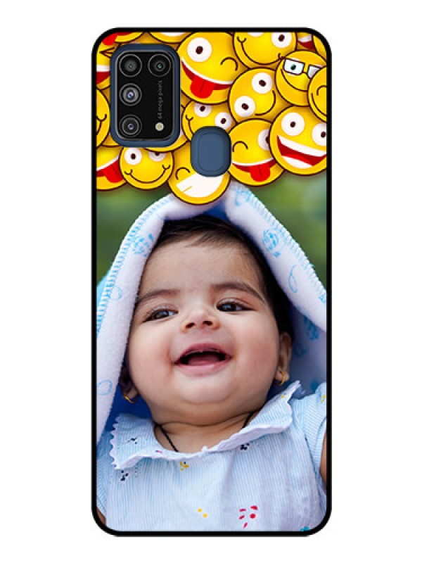 Custom Galaxy M31 Custom Glass Mobile Case  - with Smiley Emoji Design