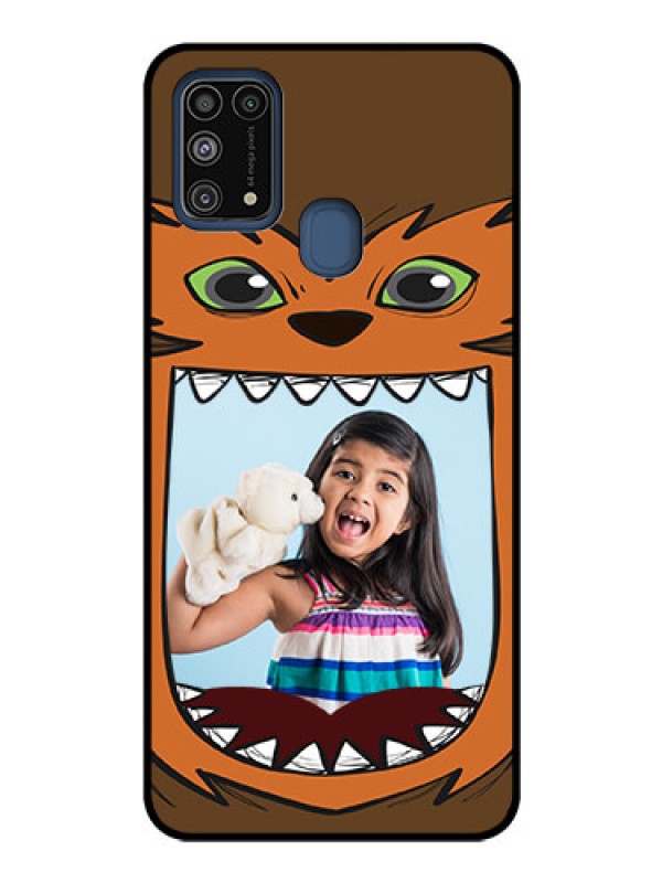 Custom Galaxy M31 Photo Printing on Glass Case  - Owl Monster Back Case Design