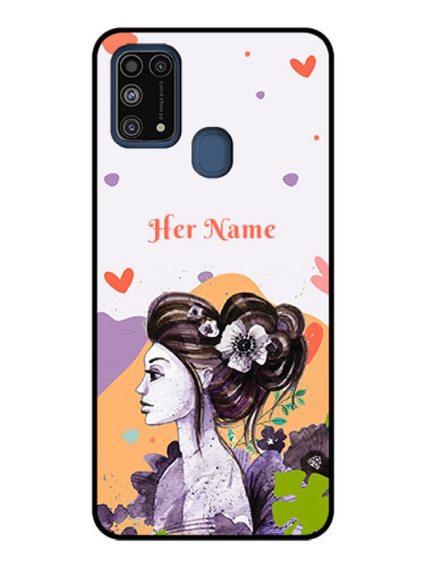 Custom Galaxy M31 Personalized Glass Phone Case - Woman And Nature Design