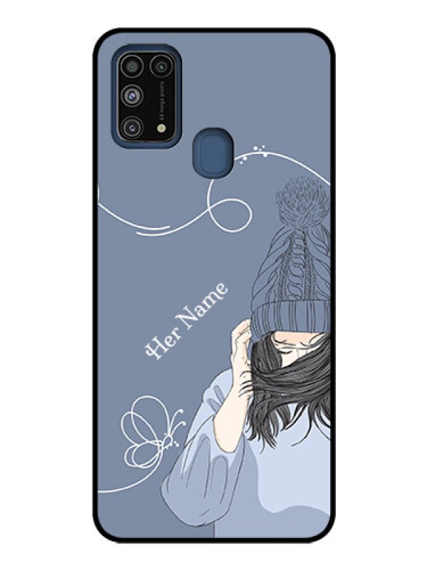 Custom Galaxy M31 Custom Glass Mobile Case - Girl in winter outfit Design
