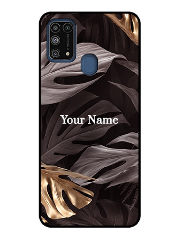 Custom Galaxy M31 Personalised Glass Phone Case - Wild Leaves digital paint Design