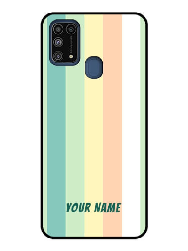 Custom Galaxy M31 Photo Printing on Glass Case - Multi-colour Stripes Design