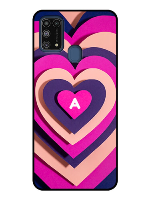 Custom Galaxy M31 Custom Glass Mobile Case - Cute Heart Pattern Design