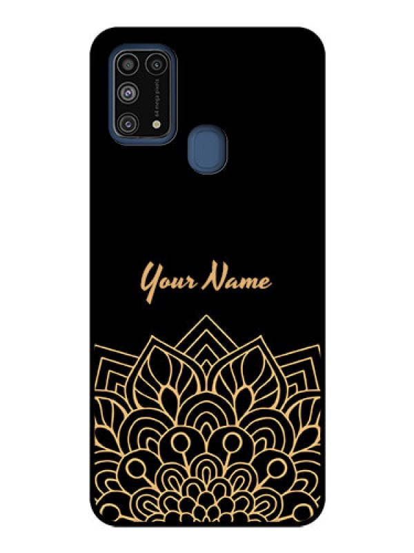 Custom Galaxy M31 Custom Glass Phone Case - Golden mandala Design