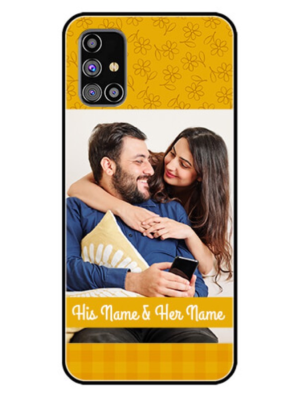 Custom Galaxy M31S Custom Glass Mobile Case  - Yellow Floral Design
