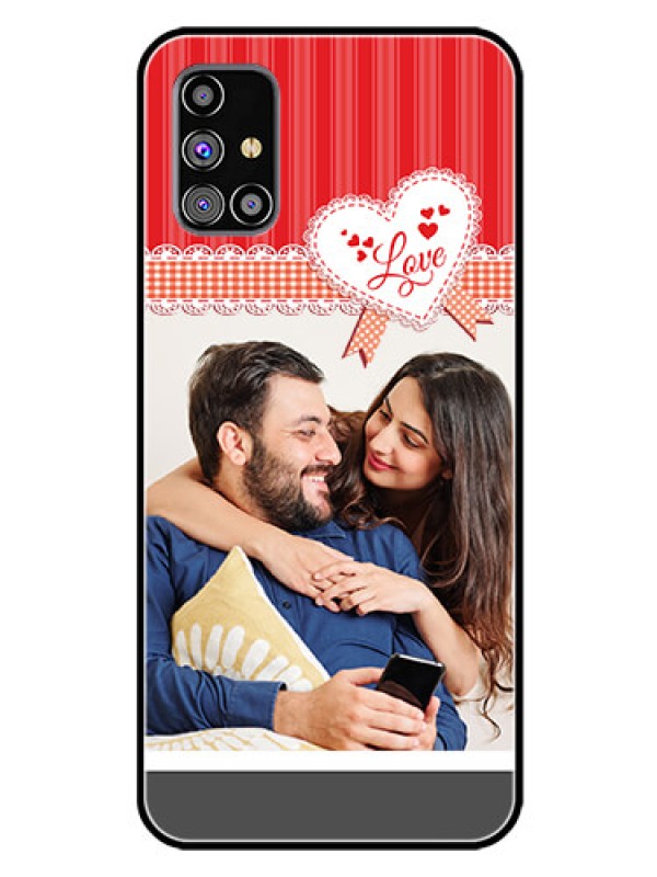 Custom Galaxy M31S Custom Glass Mobile Case  - Red Love Pattern Design