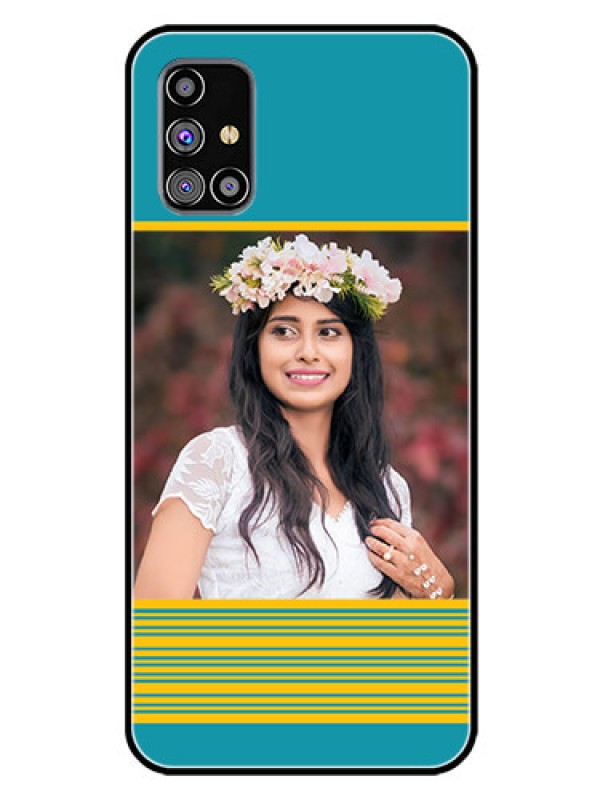 Custom Galaxy M31S Custom Glass Phone Case  - Yellow & Blue Design 