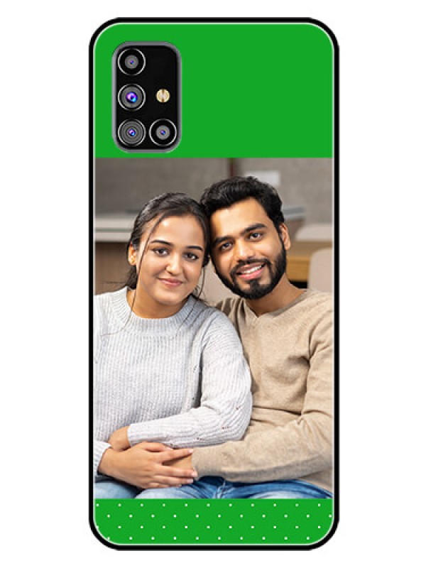 Custom Galaxy M31S Personalized Glass Phone Case  - Green Pattern Design