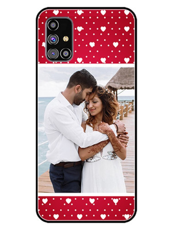 Custom Galaxy M31S Photo Printing on Glass Case  - Hearts Mobile Case Design