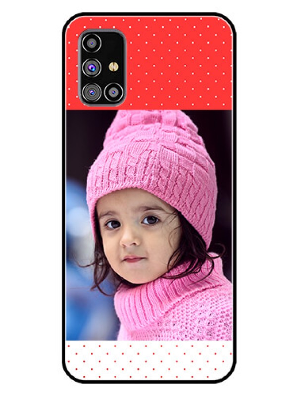 Custom Galaxy M31S Photo Printing on Glass Case  - Red Pattern Design