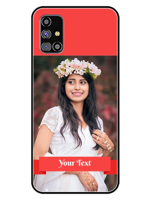 Custom Galaxy M31S Custom Glass Phone Case  - Simple Red Color Design