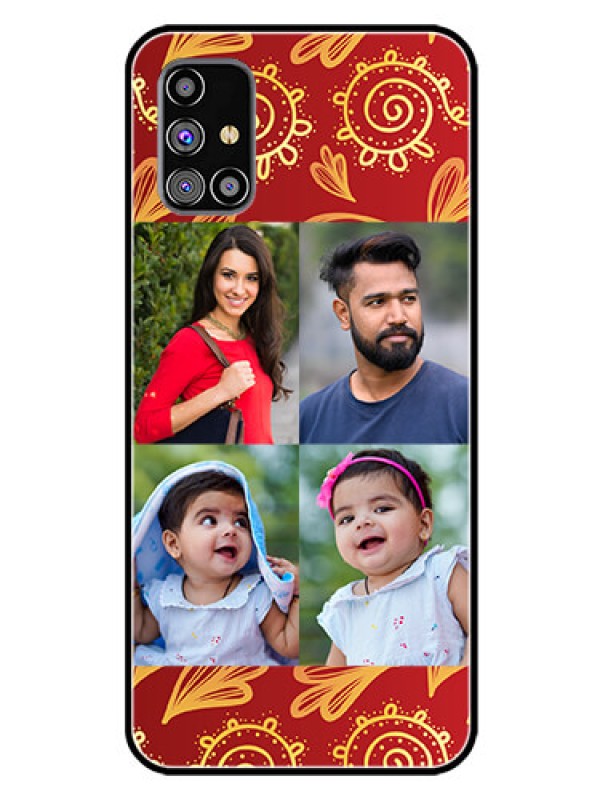 Custom Galaxy M31S Photo Printing on Glass Case  - 4 Image Traditional Design