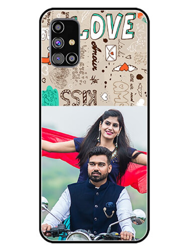Custom Galaxy M31S Custom Glass Phone Case  - Love Doodle Pattern 