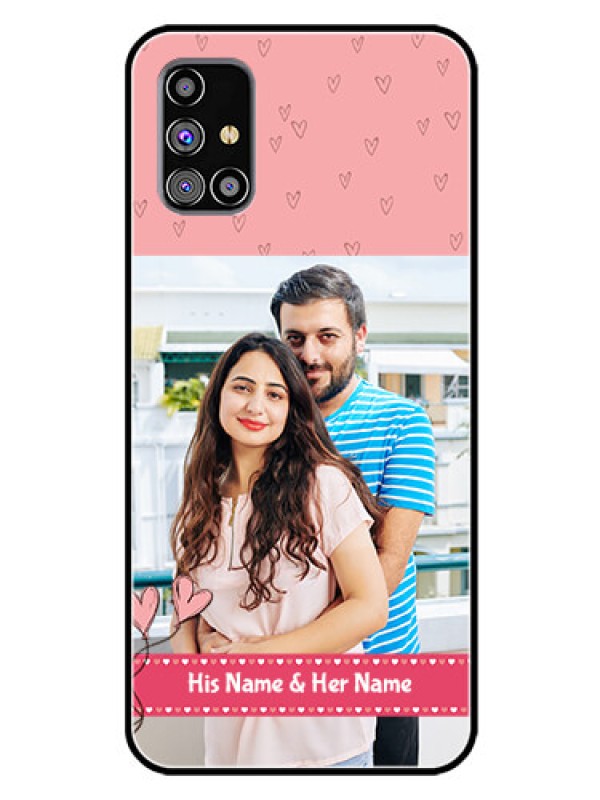 Custom Galaxy M31S Personalized Glass Phone Case  - Love Design Peach Color