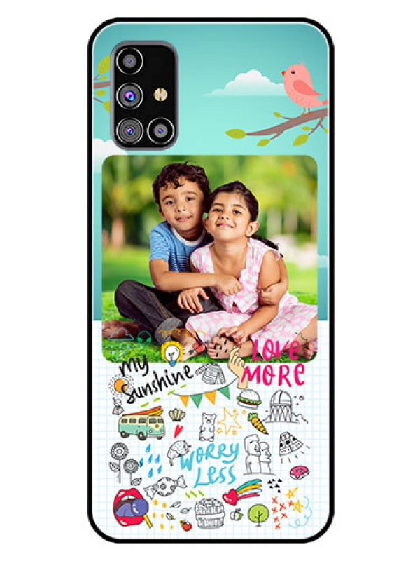 Custom Galaxy M31S Photo Printing on Glass Case  - Doodle love Design