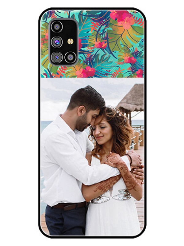 Custom Galaxy M31S Photo Printing on Glass Case  - Watercolor Floral Design
