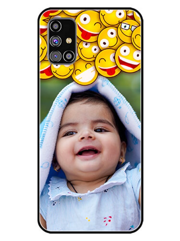 Custom Galaxy M31S Custom Glass Mobile Case  - with Smiley Emoji Design