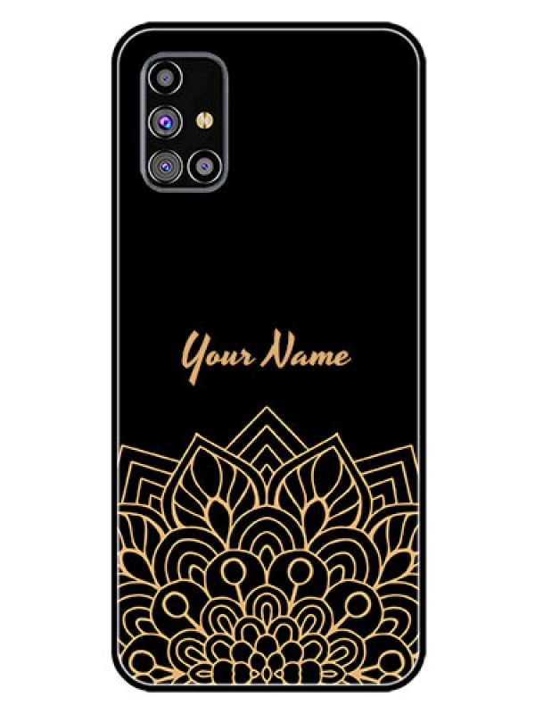 Custom Galaxy M31S Custom Glass Phone Case - Golden mandala Design