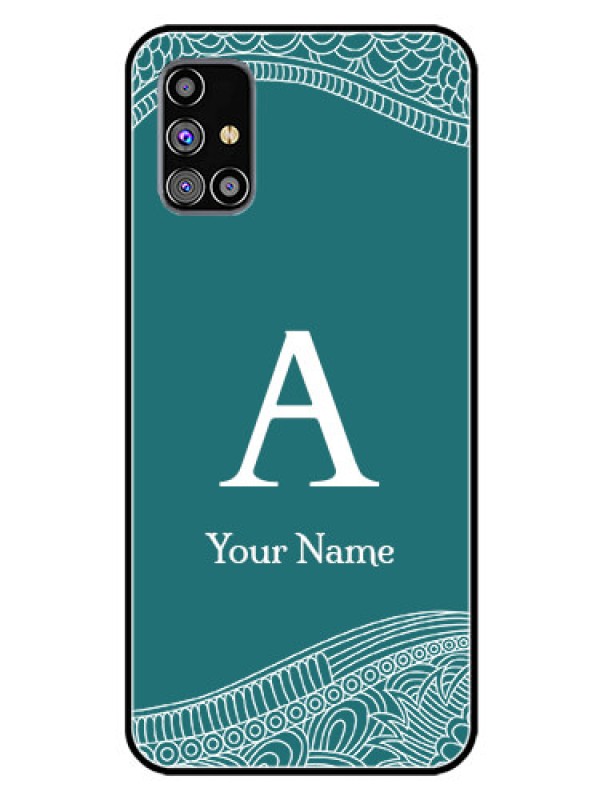 Custom Galaxy M31S Personalized Glass Phone Case - line art pattern with custom name Design
