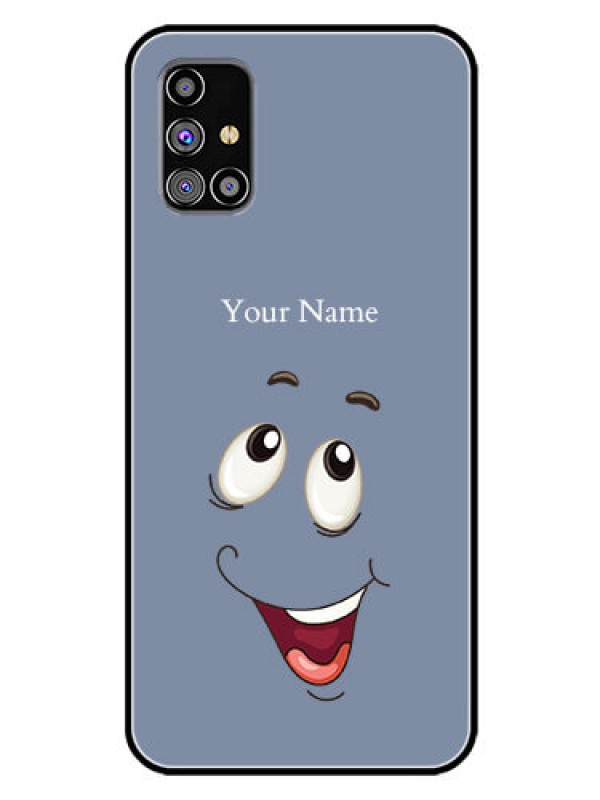 Custom Galaxy M31S Photo Printing on Glass Case - Laughing Cartoon Face Design